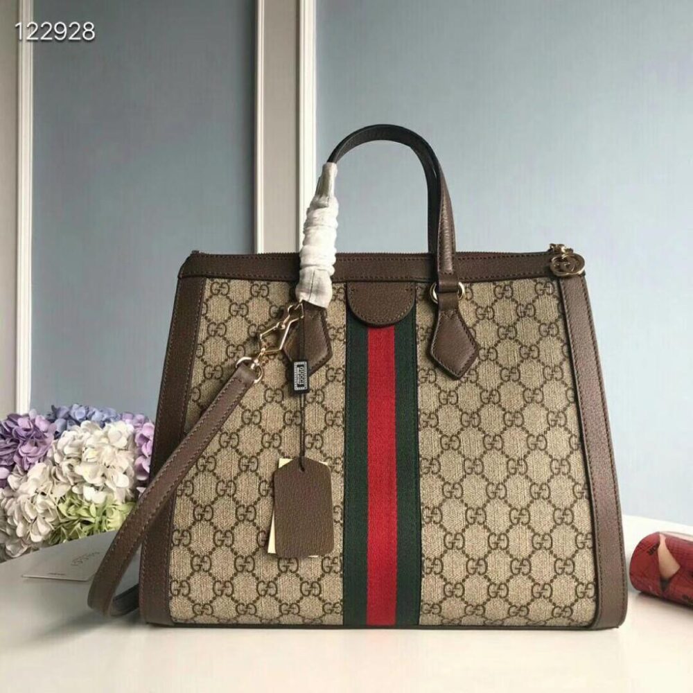 Alternative view of Gucci Ophidia GG Medium Tote Bag Beige & Brown With Web Detail 33cm GG 524537 K05NB 8745