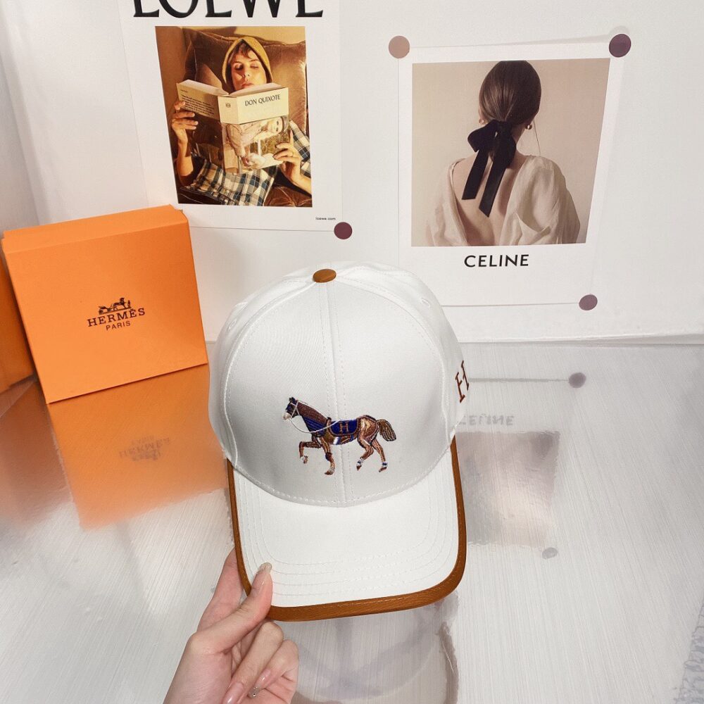 Alternative view of Hermes Horse Cap White Hermes Cap