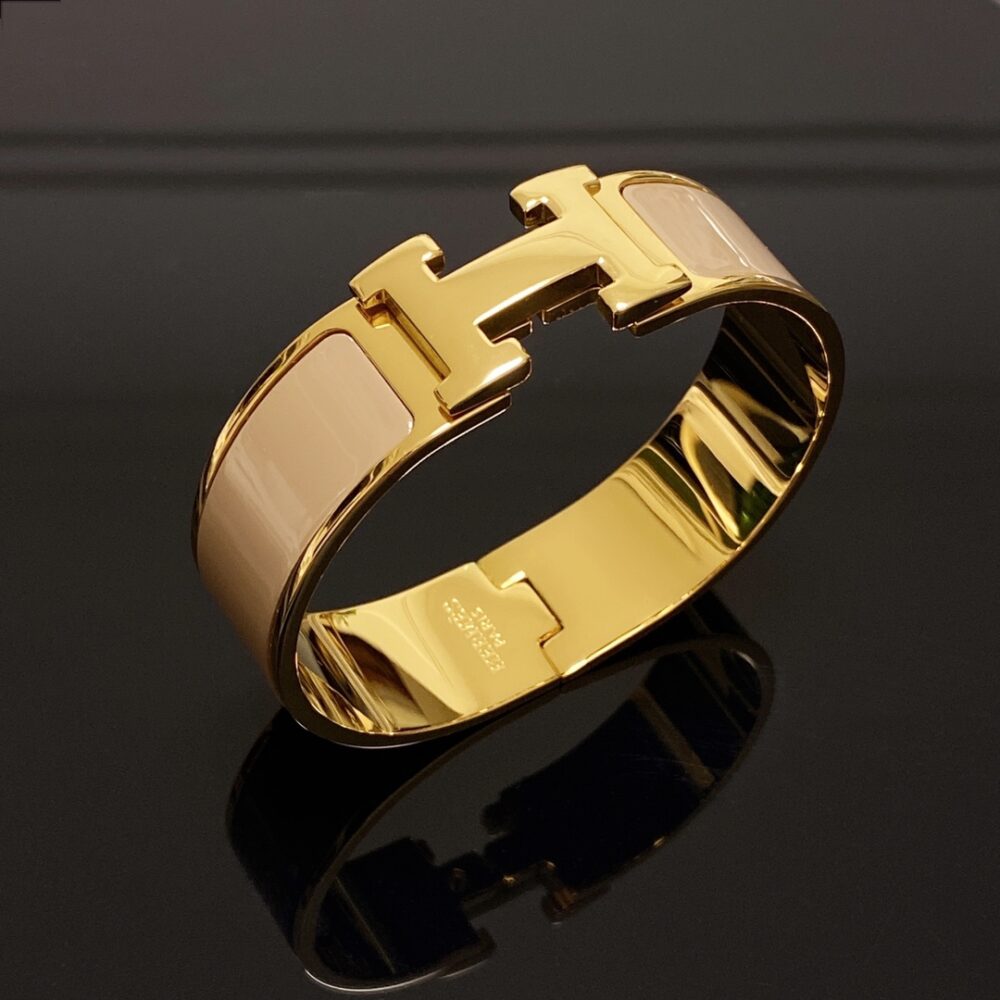 Alternative view of Hermes Clic H Wide Bracelet Gold & Beige