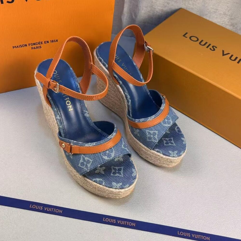 Alternative view of Louis Vuitton Helios Wedge Sandal Blue 1ACIZV