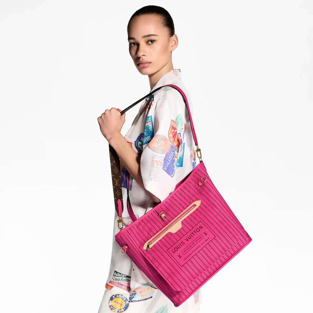 Alternative view of Prestige Edition - Louis Vuitton Neverfull Bandouliere Inside Out MM Bag Pink 31Cm M12707