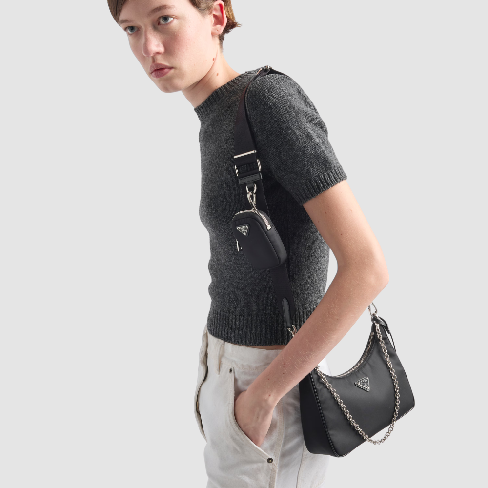 Prada Re-Edition 2005 Saffiano Leather Bag Black 22cm - Image 9