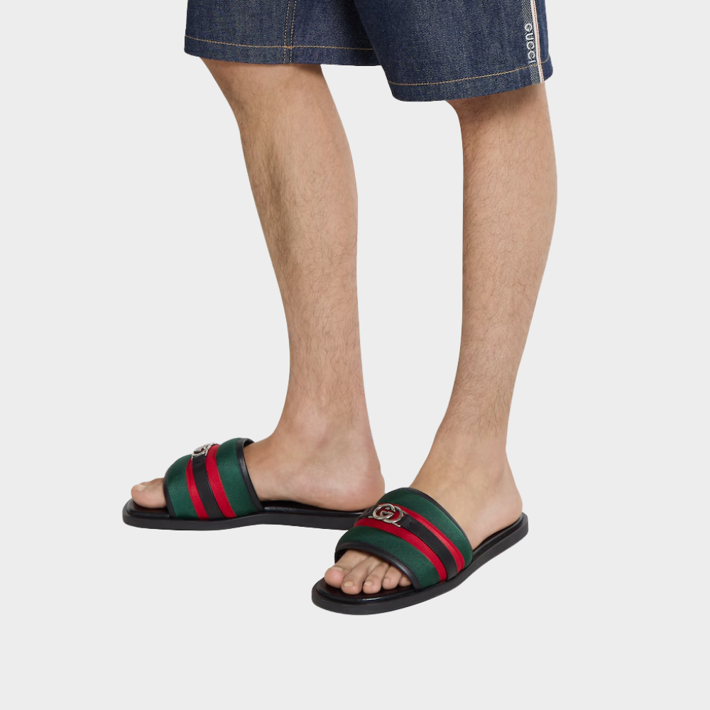 Alternative view of Gucci Men Slide Sandal With Interlocking G Green And Red ‎835091 HAAHH 8449