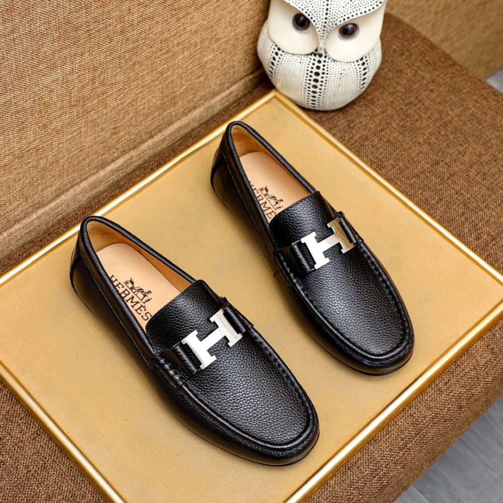 Alternative view of Hermes Men’S Loafer Moccasin Leather With H Silver Black
