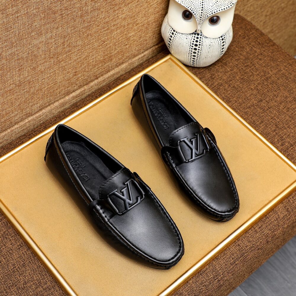Alternative view of Louis Vuitton Loafer Matte Leather With LV Logo In Black