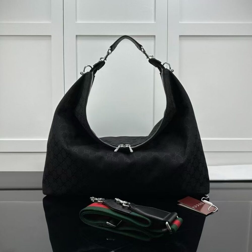 Alternative view of Prestige Edition - Gucci Brera Large Crossbody Bag Black GG Canvas 44Cm ‎864485 FAFWA 1053