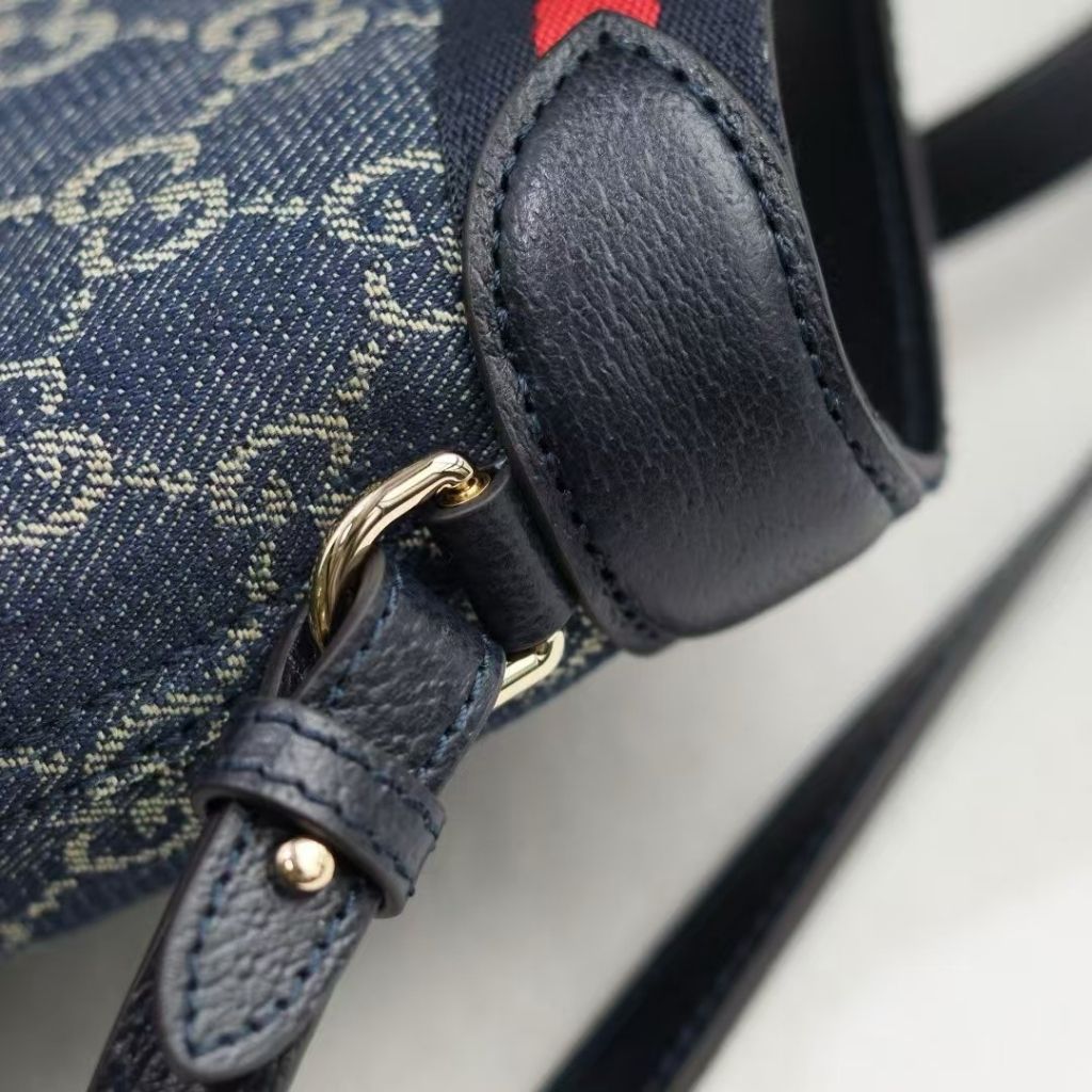 Gucci Giglio Small Tote Bag Blue And White GG Denim 25Cm 860845 FAFRW 8864 - Image 4