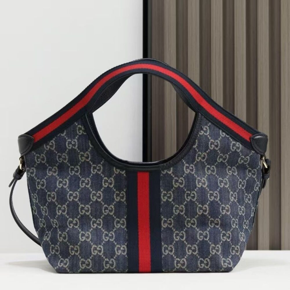 Alternative view of Gucci Giglio Small Tote Bag Blue And White GG Denim 25Cm 860845 FAFRW 8864