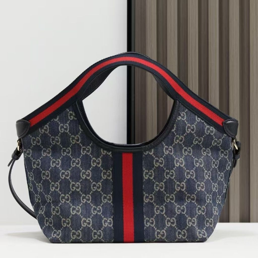 Gucci Giglio Small Tote Bag Blue And White GG Denim 25Cm 860845 FAFRW 8864 - Image 2