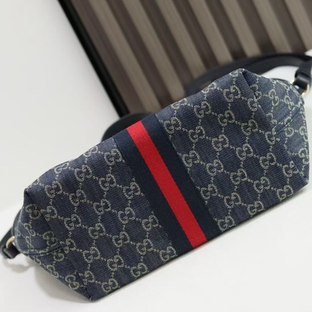 Gucci Giglio Small Tote Bag Blue And White GG Denim 25Cm 860845 FAFRW 8864 - Image 5
