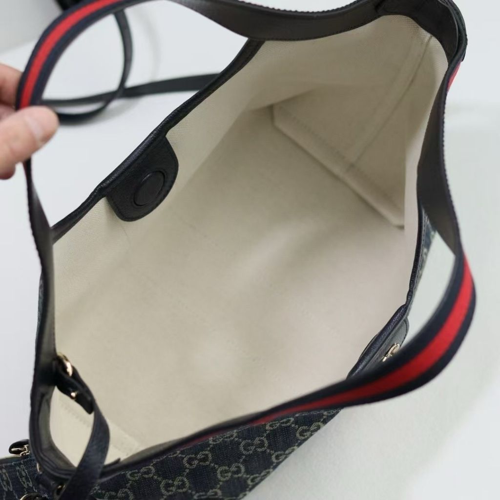 Gucci Giglio Small Tote Bag Blue And White GG Denim 25Cm 860845 FAFRW 8864 - Image 7