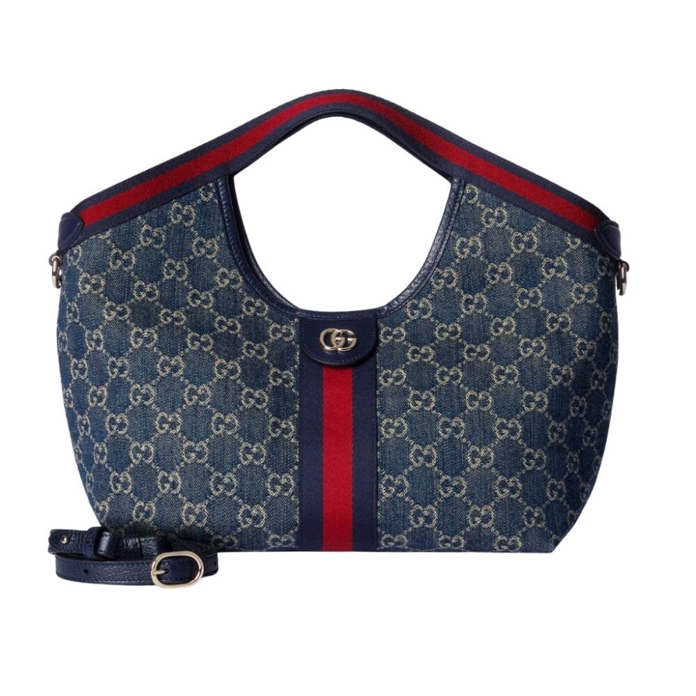 Gucci Giglio Small Tote Bag Blue And White GG Denim 25Cm 860845 FAFRW 8864