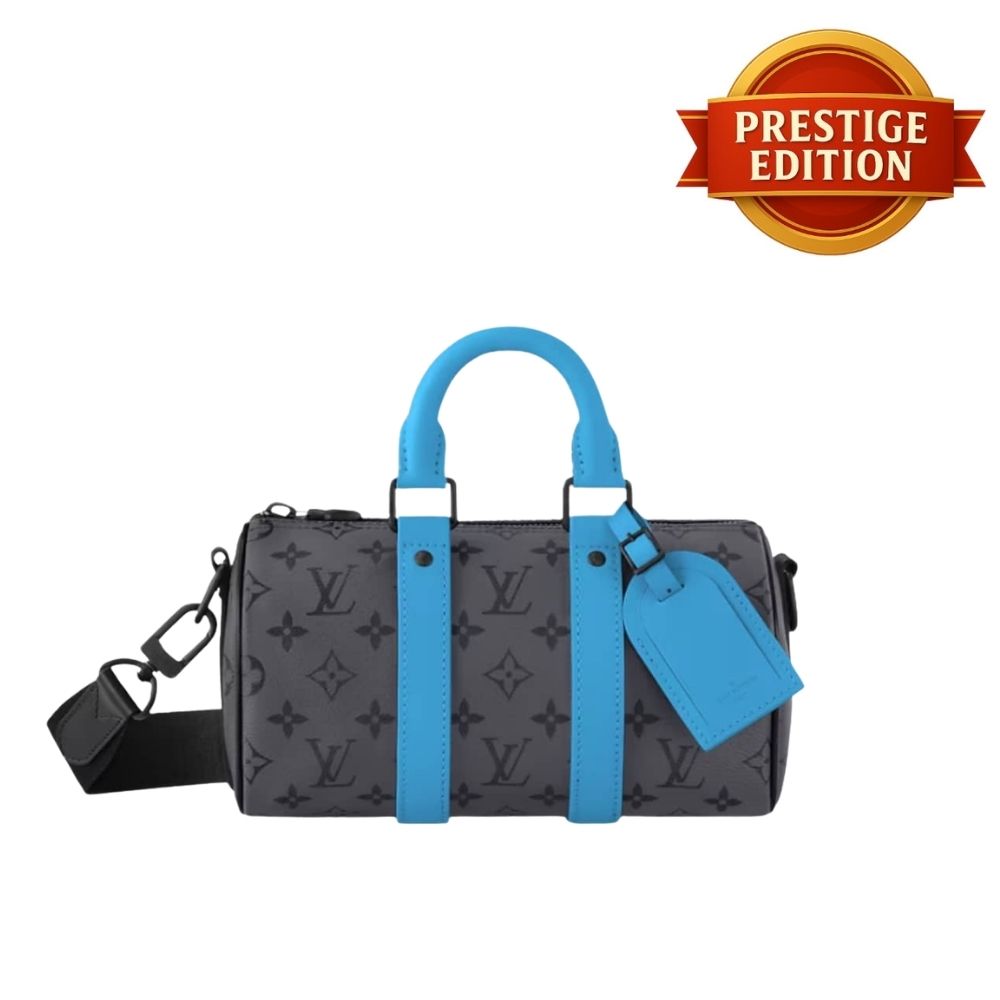 Prestige Edition - Louis Vuitton Keepall Bandoulière 25 Monogram Eclipse Reverse Turquoise 25Cm M11645