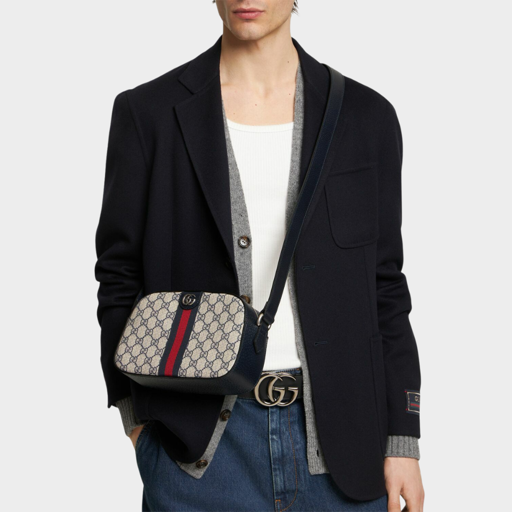 Alternative view of Gucci Ophidia GG Supreme Mini Shoulder Bag Blue 21Cm 681064