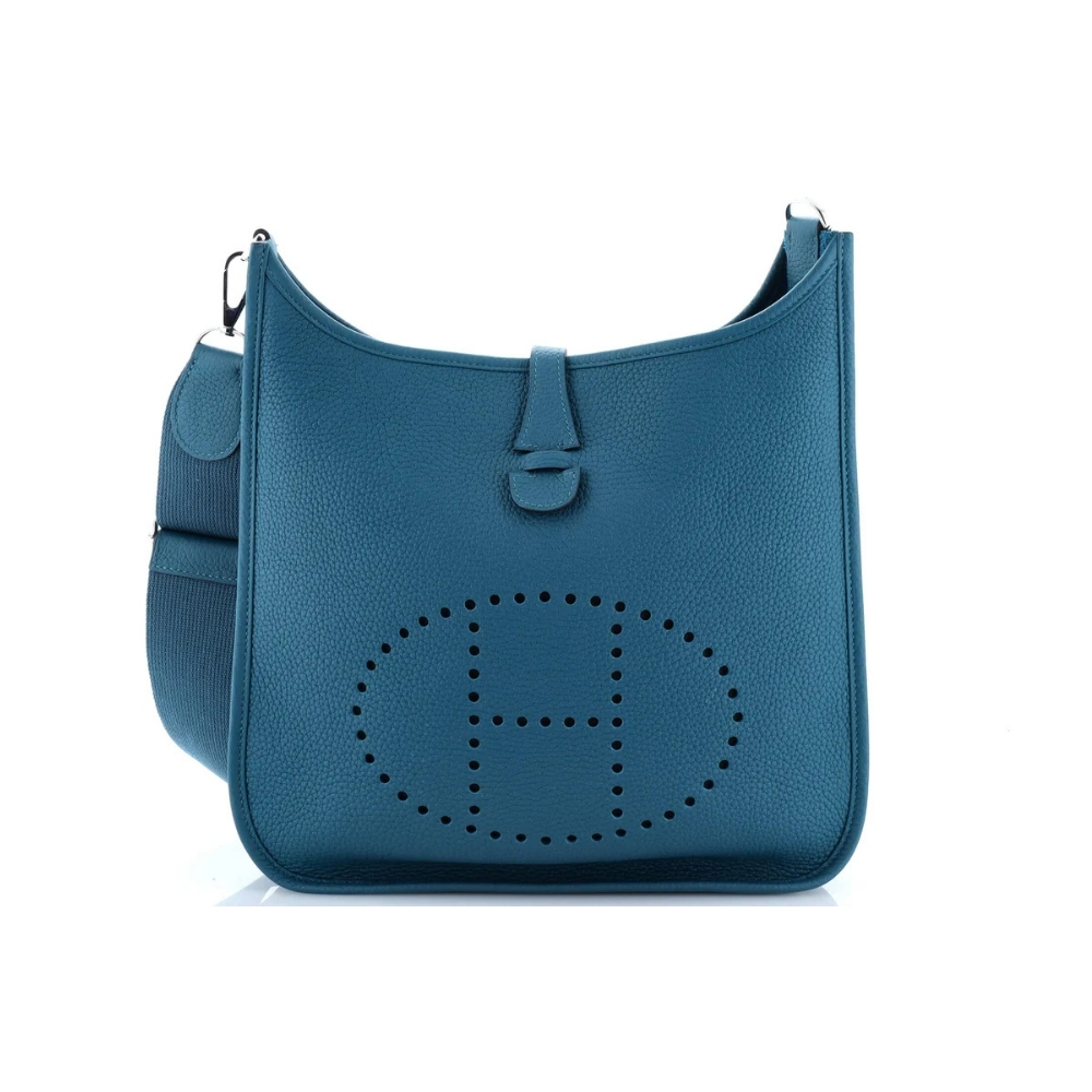 Hermès Evelyne III PM Clemence Leather Blue 29cm