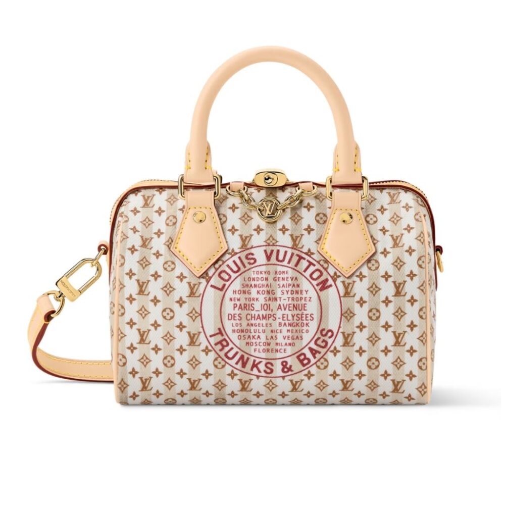 Louis Vuitton Stamp Pink Speedy Bandouliere 20 Cream 20.5Cm M29459