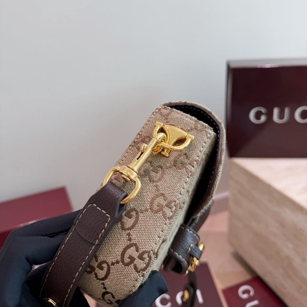Gucci Horsebit 1955 Small Shoulder Bag Brown GG Canvas 21Cm 866762 FAFV9 9653 - Image 7