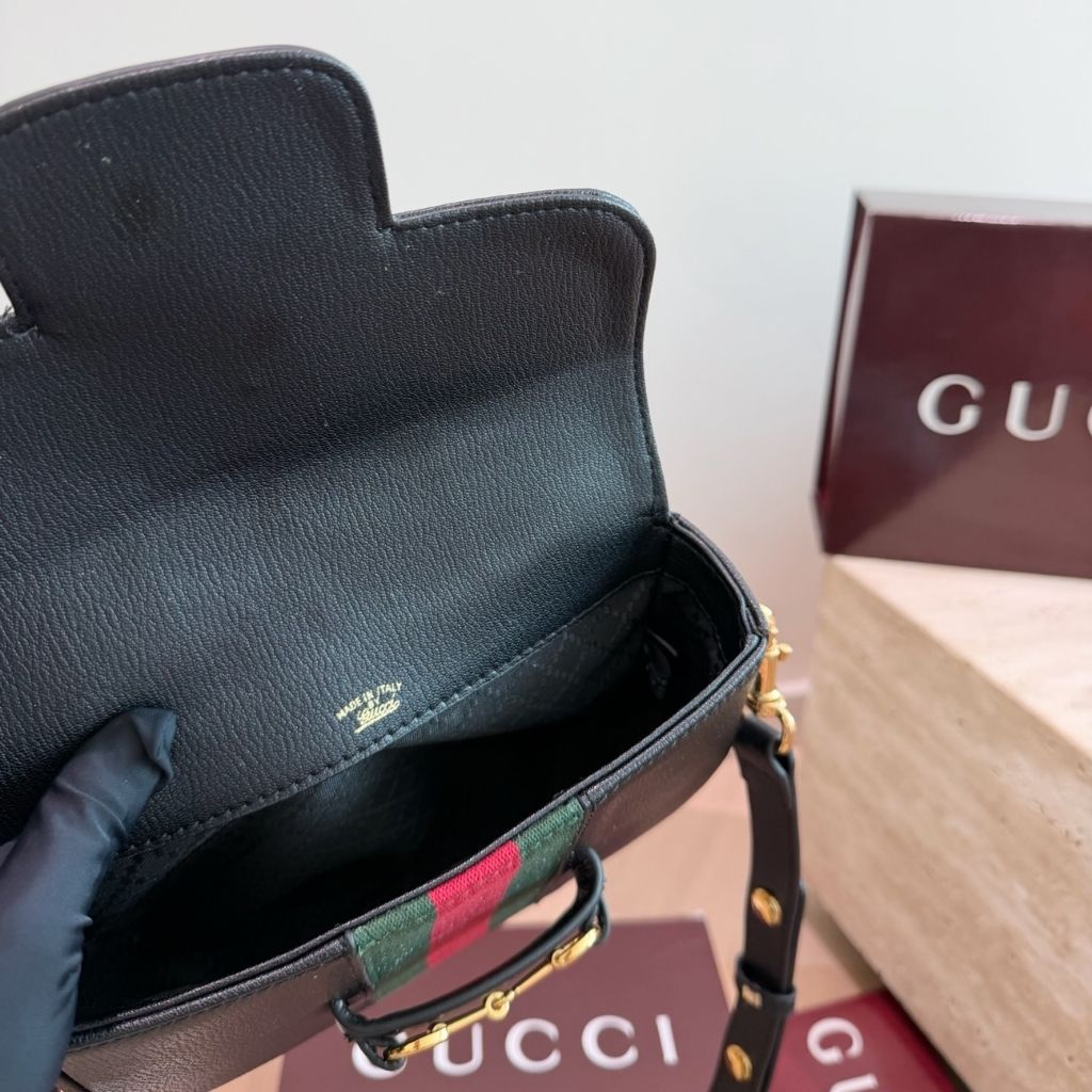 Gucci Horsebit 1955 Small Shoulder Bag Black Leather 21Cm 866762 AAGIQ 1053 - Image 8