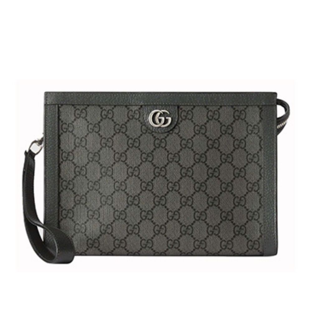 Gucci Ophidia Medium Pouch Black GG Supreme Canvas 26Cm 760243 UULBN 4055