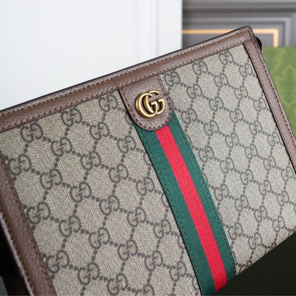 Gucci Ophidia Medium Pouch Beige And Ebony GG Supreme Canvas 26Cm 760243 96LWT 8745 - Image 3