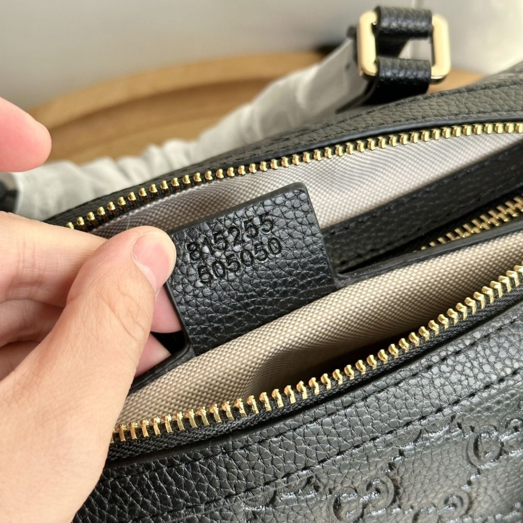 Gucci Gg Emblem Small Top Handle Bag Black Leather 25.5Cm 815255 AAEEM 1000 - Image 8
