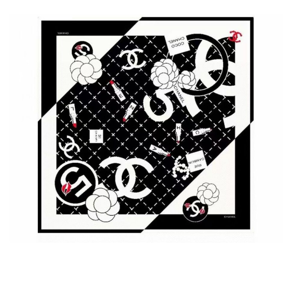 Chanel Coco Mark No.5 Square Scarf 90Cm