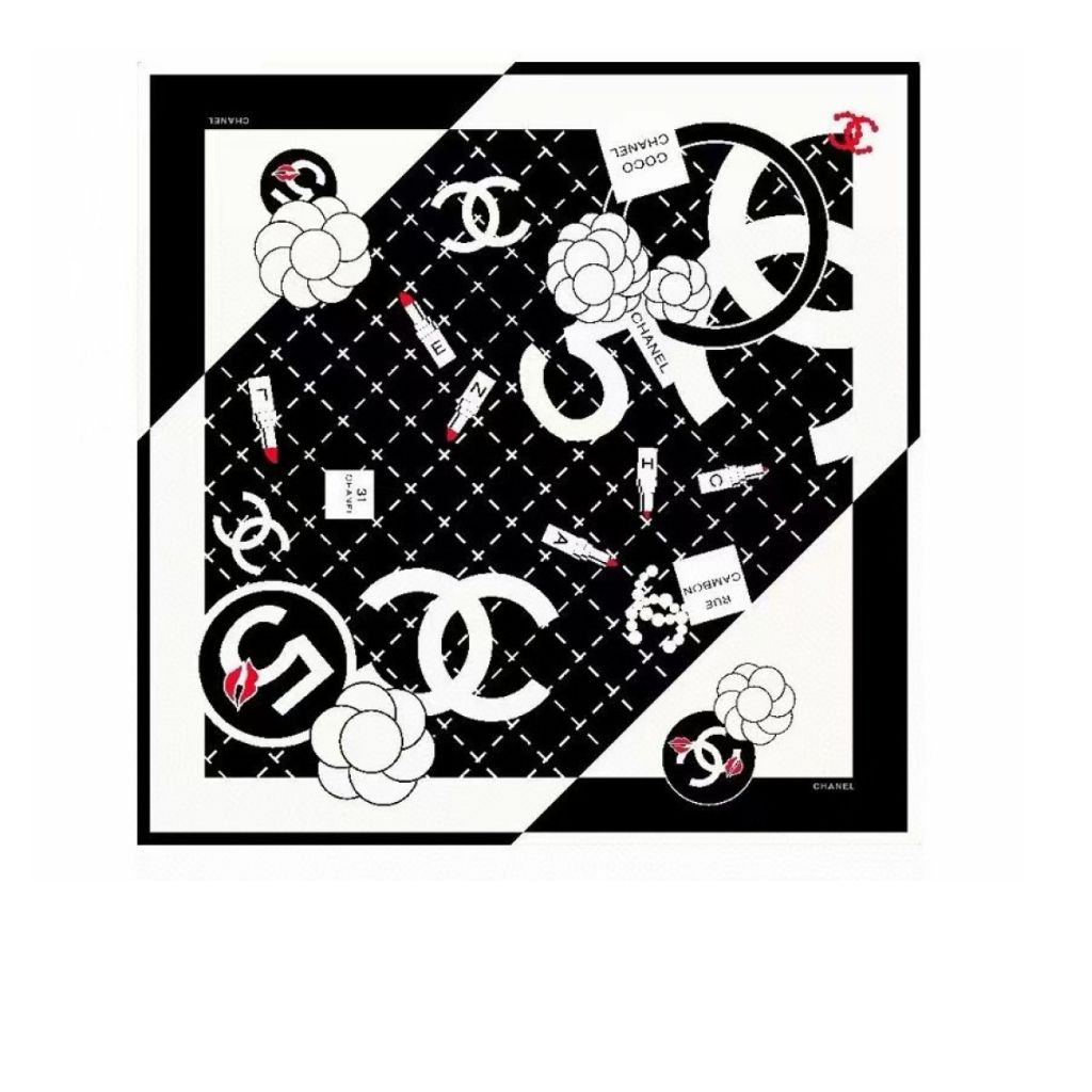 Chanel Coco Mark No.5 Square Scarf 90Cm