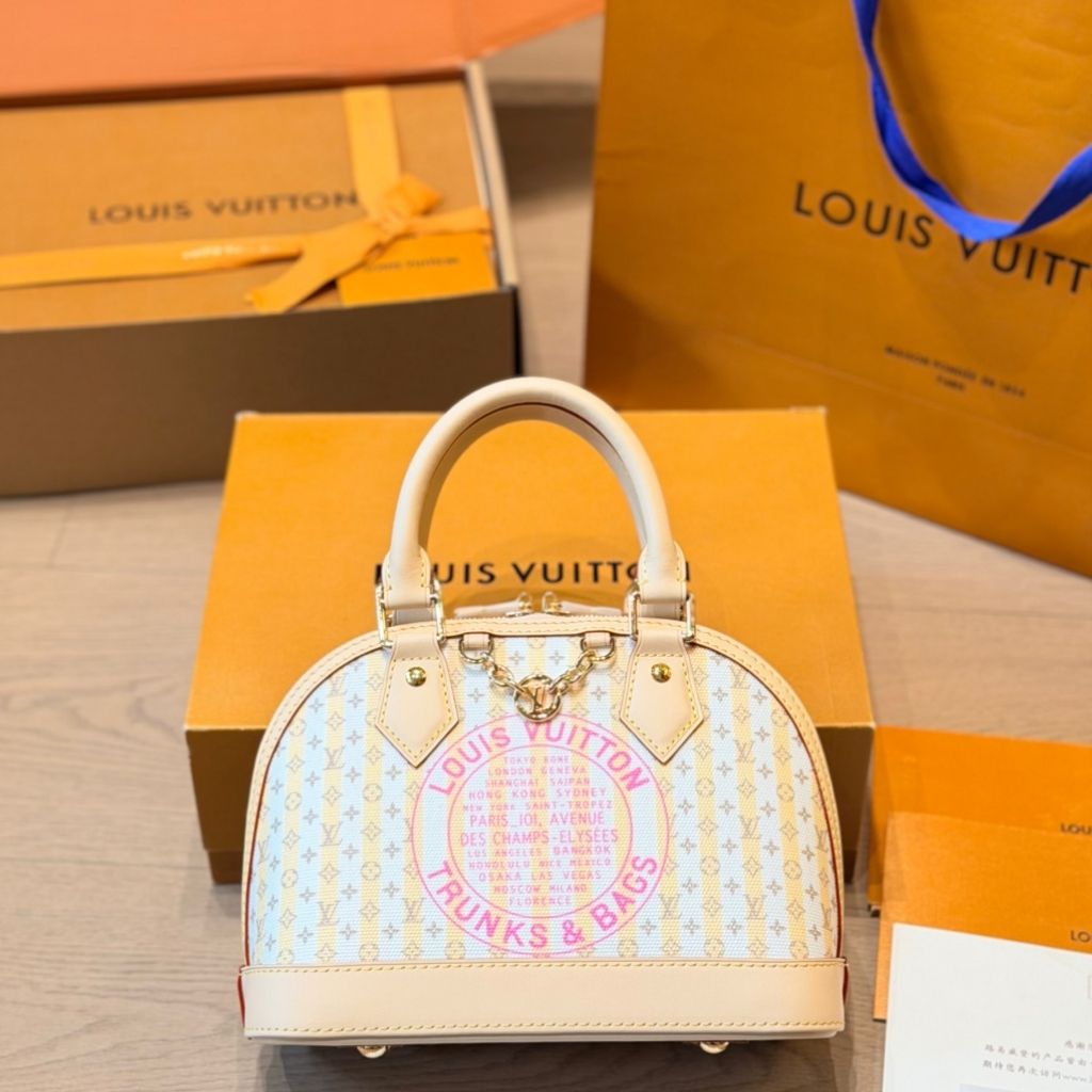 Louis Vuitton Alma BB LV Stamp Collection Pink 23.5Cm M28672 - Image 3