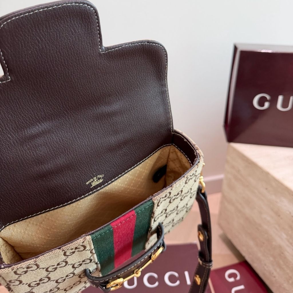 Gucci Horsebit 1955 Small Shoulder Bag Brown GG Canvas 21Cm 866762 FAFV9 9653 - Image 8