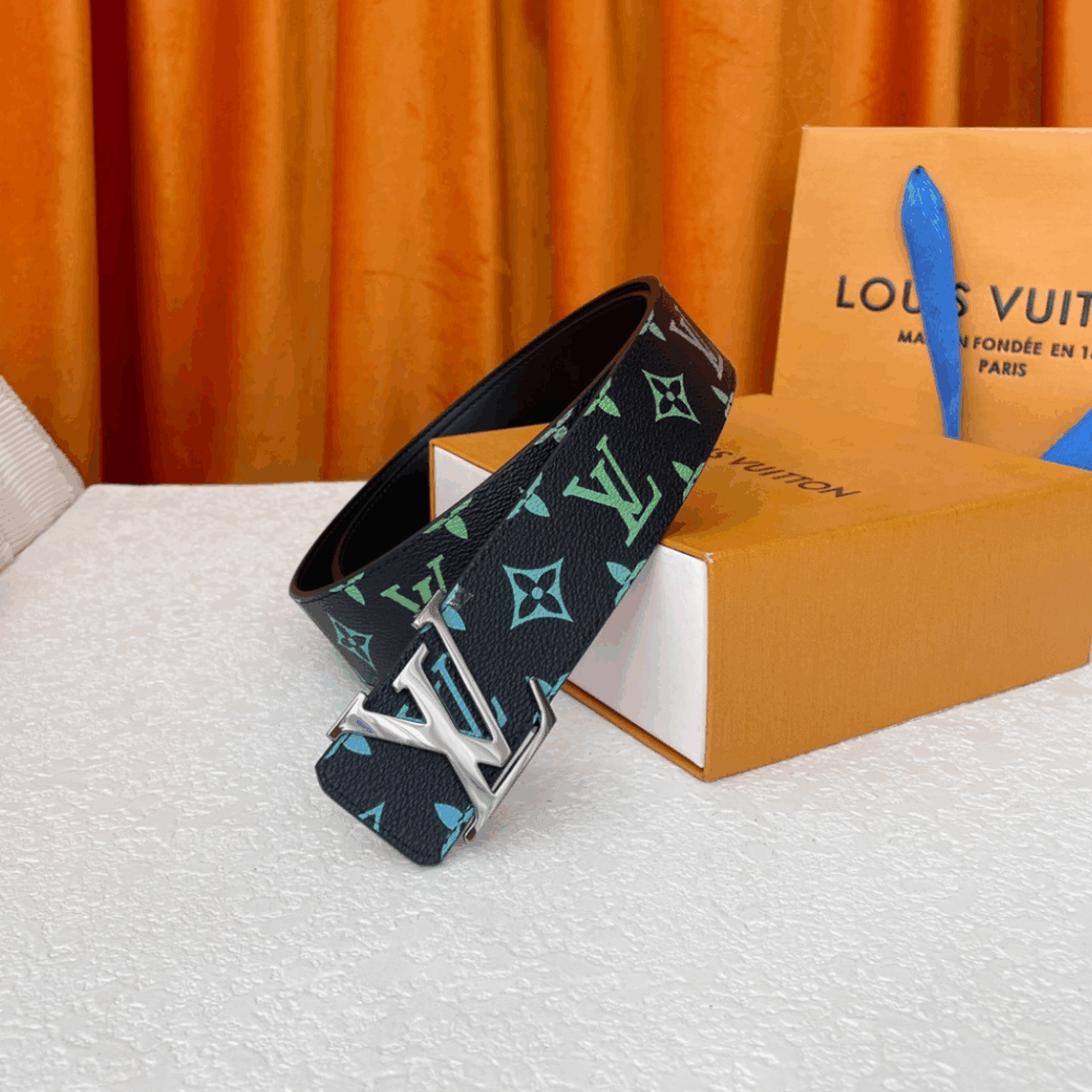 Alternative view of Louis Vuitton Shape Reversible Silver Lv Belts Buckle Black And Rainbow Monogram 4Cm