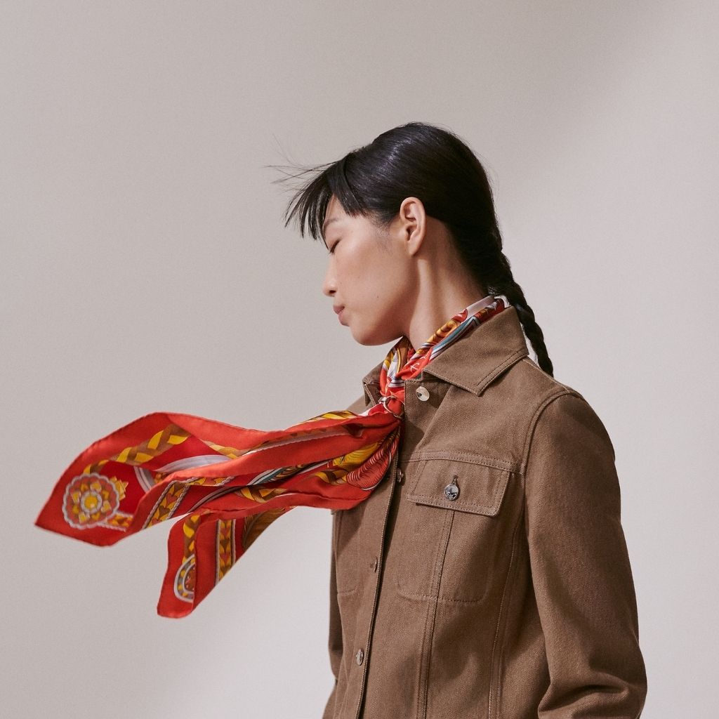 Hermes Harnais De Coeur Silk Scarf 90 Red 90Cm H004090S 09 - Image 5
