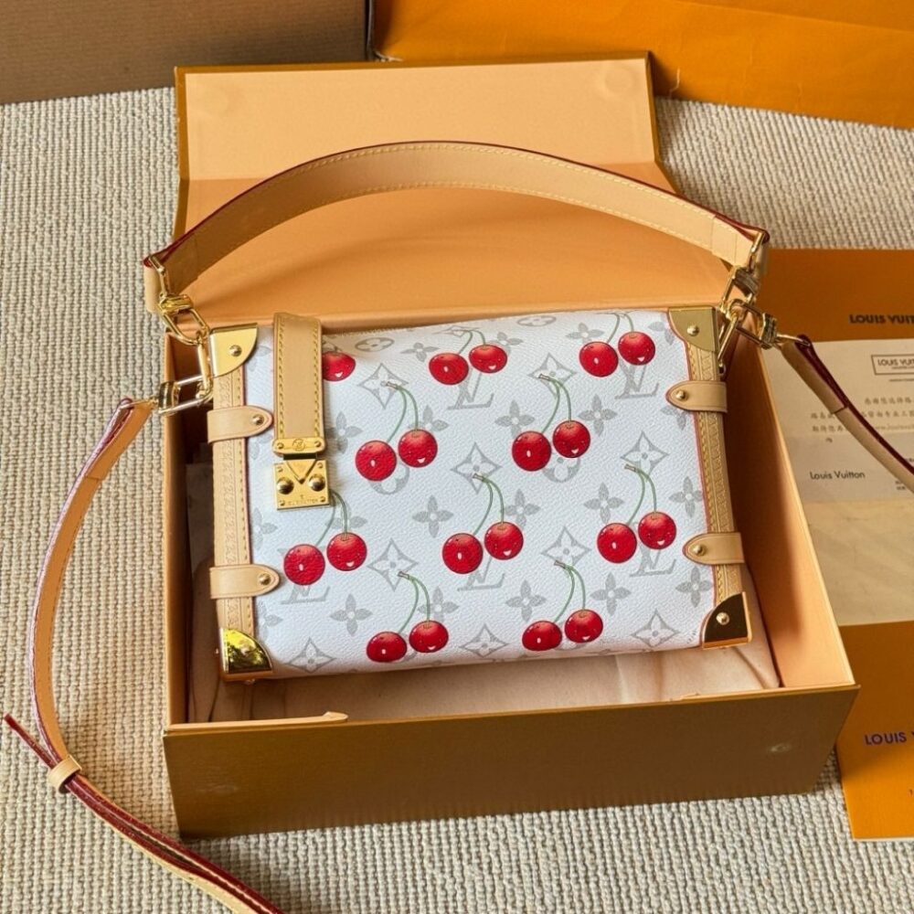 Alternative view of Louis Vuitton X Takashi Murakami Monogram Cerise Side Trunk MM White 23Cm