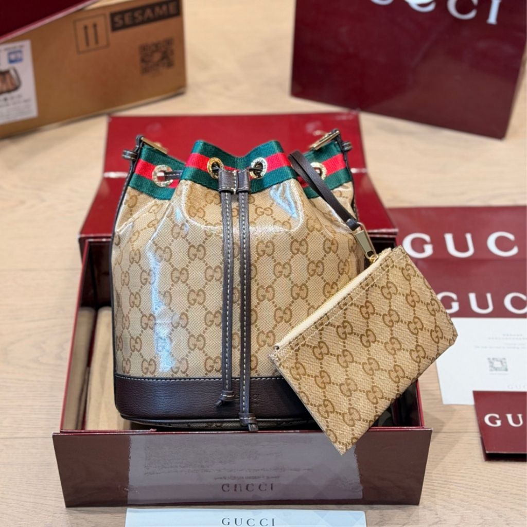 Gucci Venice Small Bucket Bag Beige And Brown GG Canvas 20.5Cm A002GW FAF79 8547 - Image 3