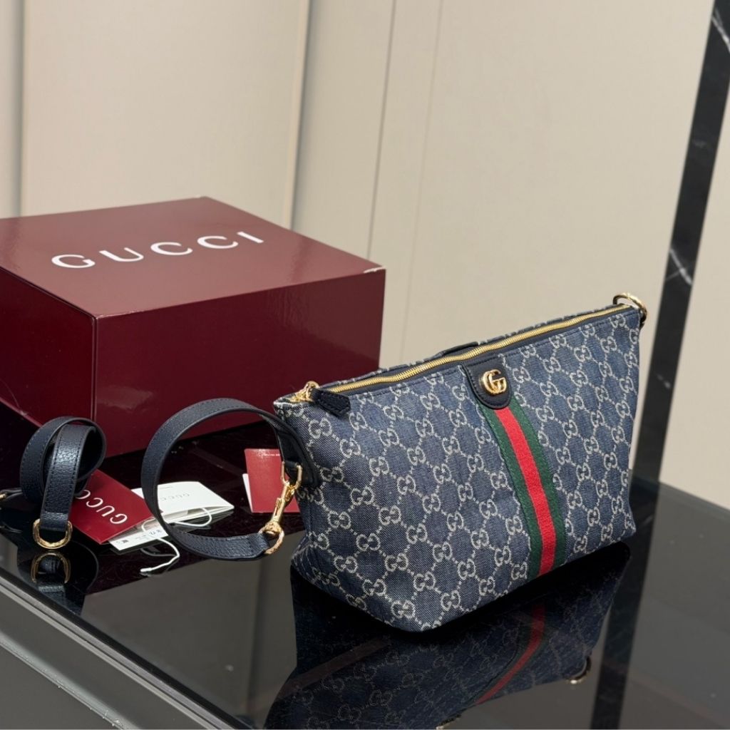 Gucci Vanity Medium Top Handle Bag Blue And White GG Denim 27.5Cm 857799 2ACFA 4444 - Image 4