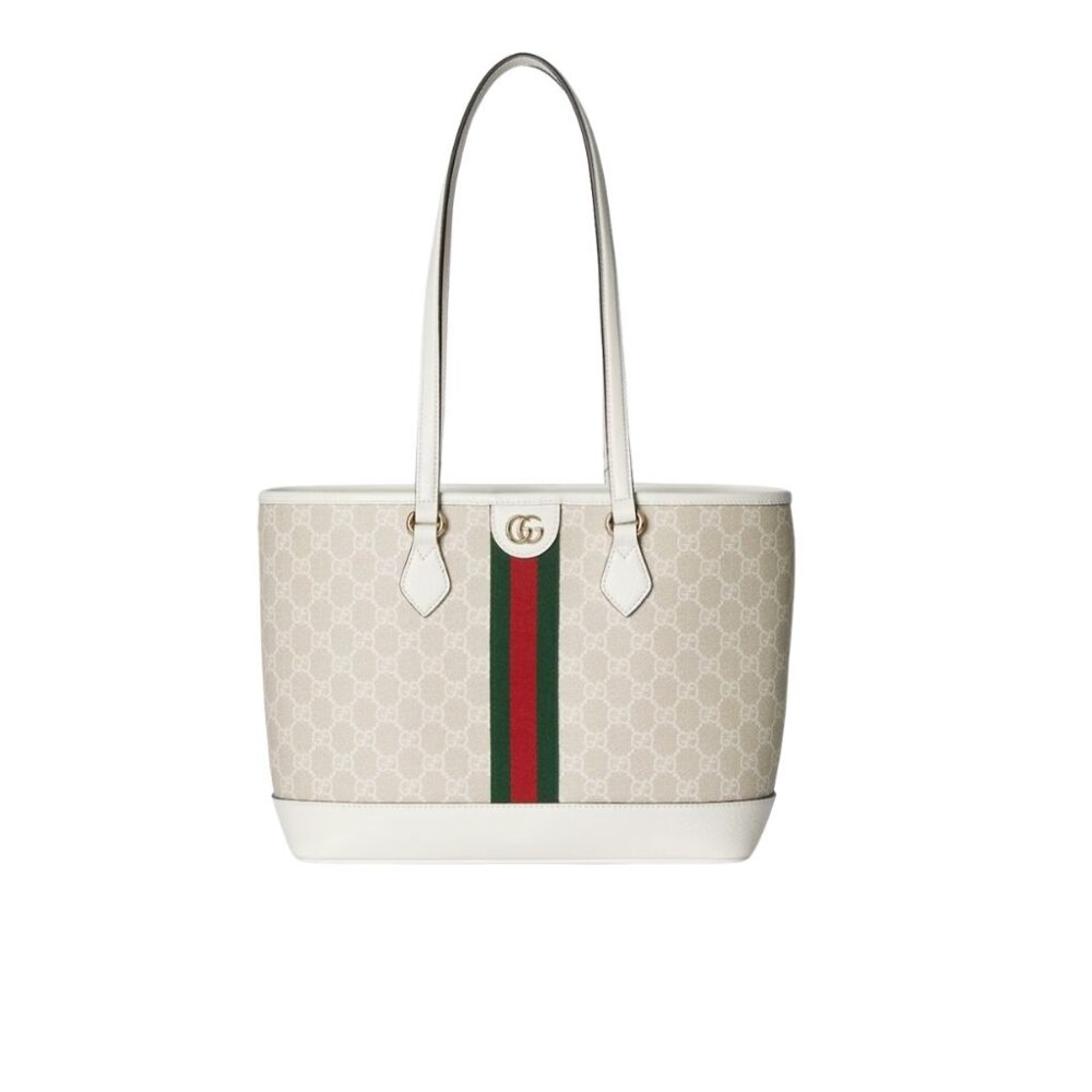 Gucci Ophidia Large Tote Bag Beige And White GG Fabric 38Cm 836849 FAE0J 9643