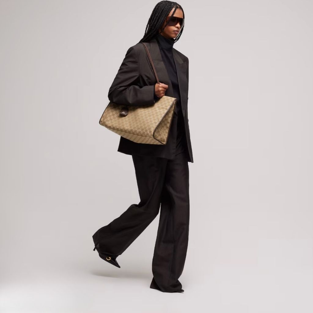 Gucci Londra Large Tote Bag Sand And Dark Brown GG Canvas 40Cm 875056 FAF8N 9651 - Image 9