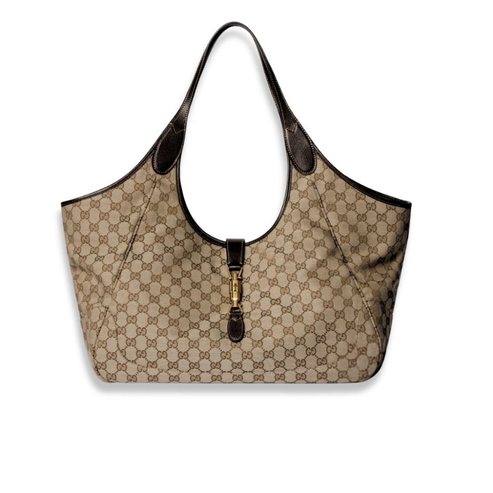 Gucci Mercato Large Tote Bag Sand And Dark Brown GG Canvas 40Cm ‎870693 FAFV2 9651