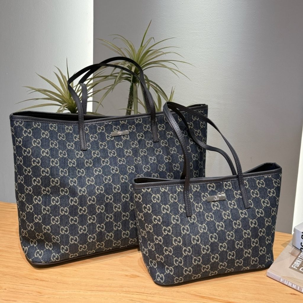 Gucci Tribeca Large Tote Bag Dark Blue GG Denim 38Cm 874745 FAF8V 4042 - Image 8