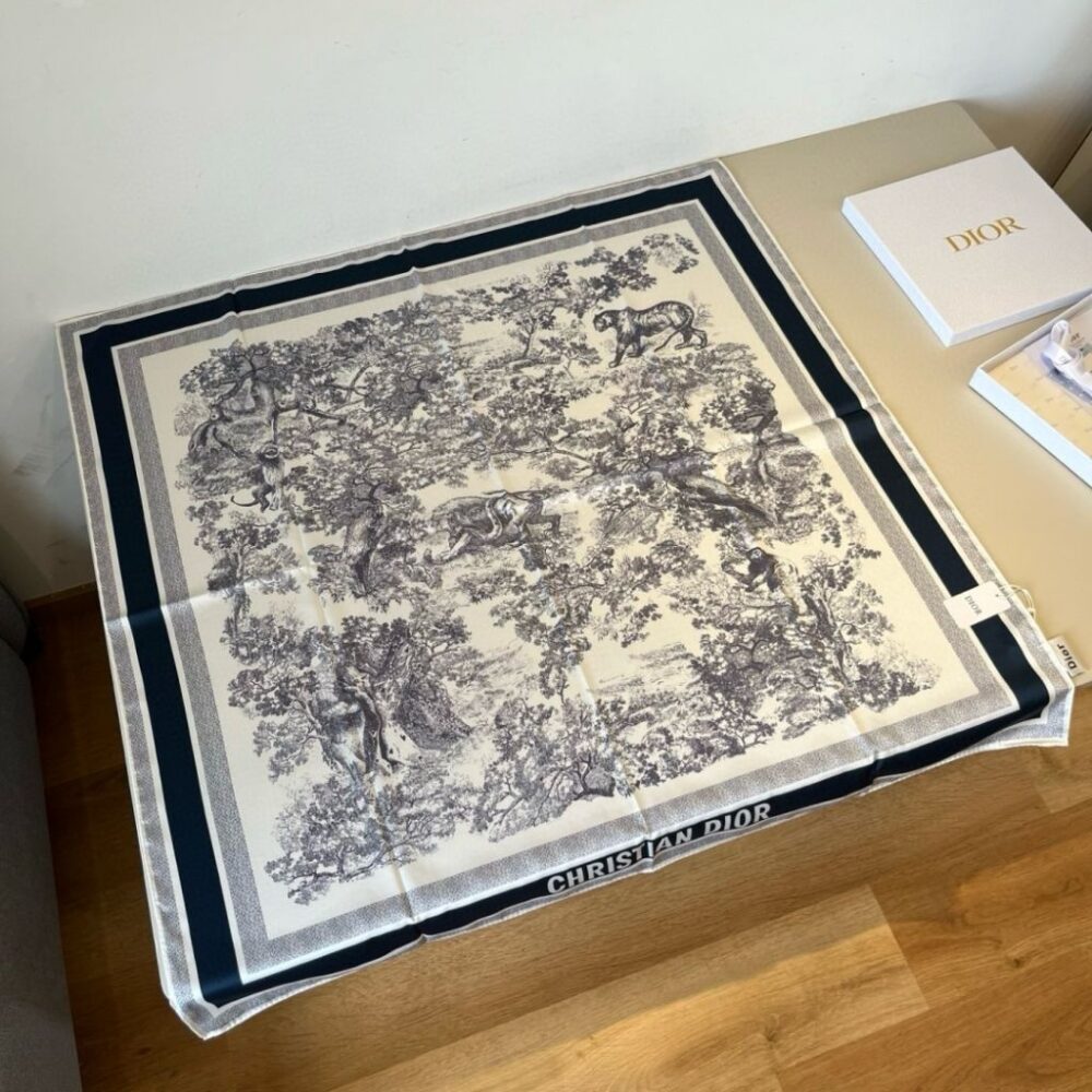 Alternative view of Christian Dior Toile De Jouy Sauvage 90 Square Scarf Gray And Navy Blue 90Cm 15JOU090I602_C545