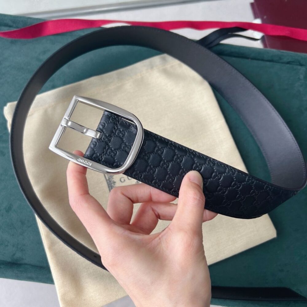 Alternative view of Gucci Microguccissima Belt Black Leather 4Cm 449716 BMJ0N 1000