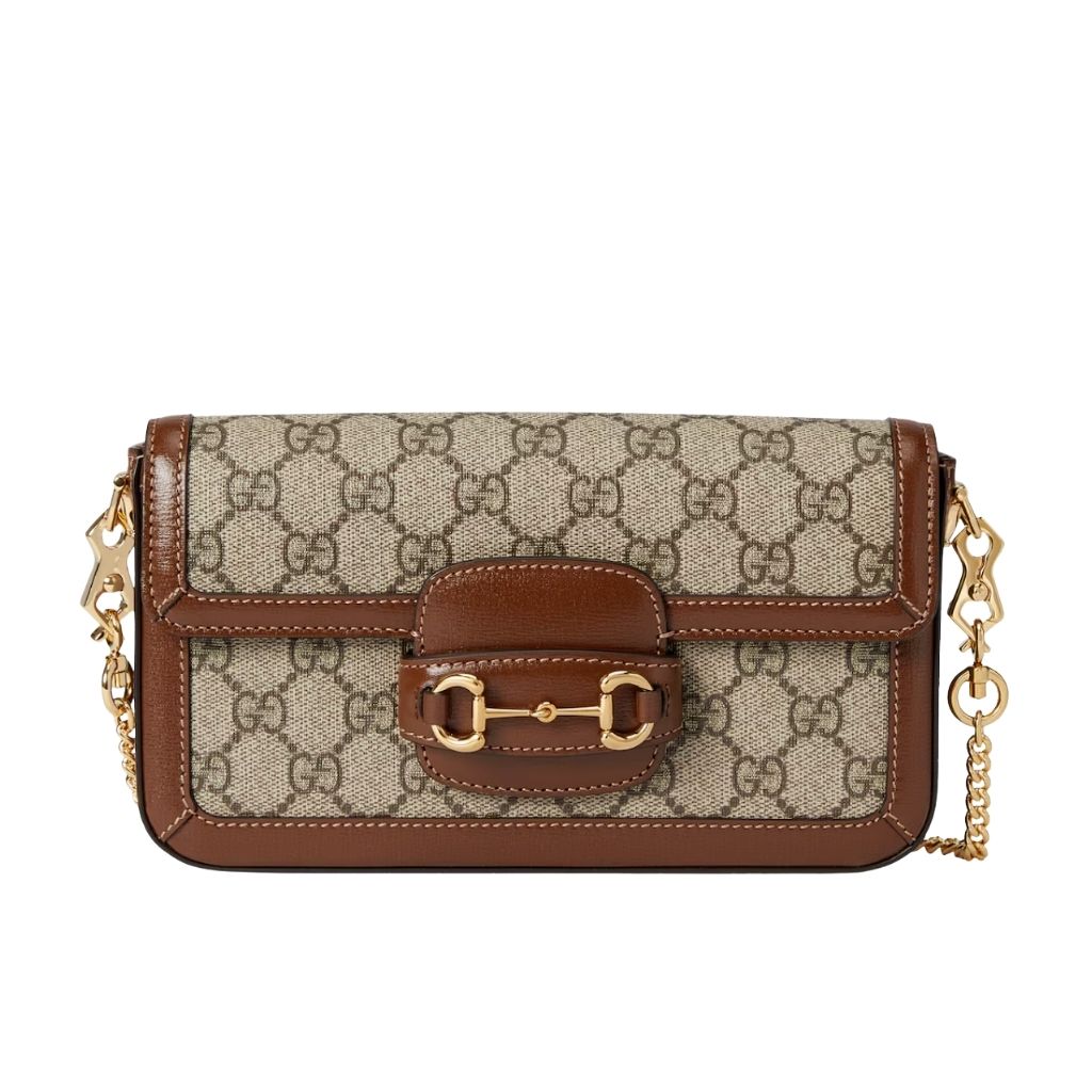 Gucci Horsebit 1955 Small Shoulder Bag Beige And GG Supreme Canvas 21.5Cm 752002 92TCG 8563