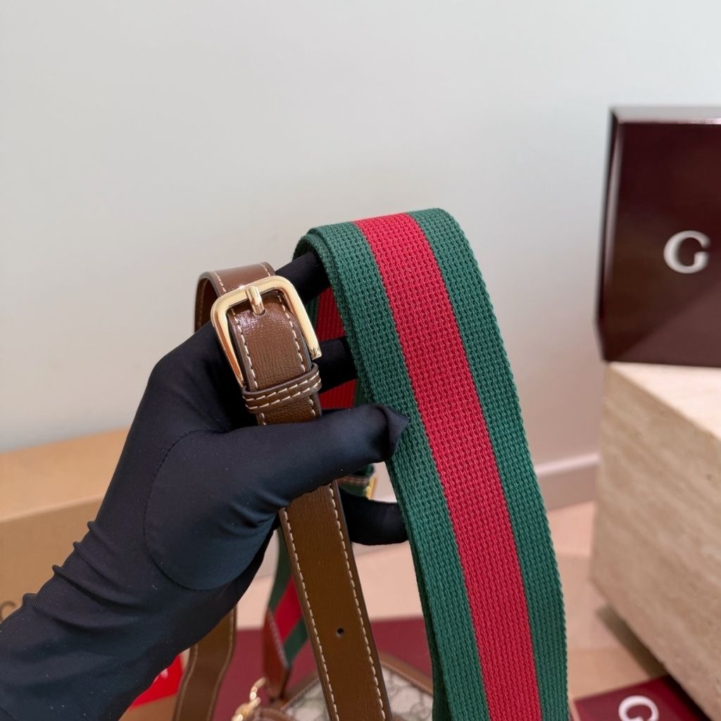 Gucci Horsebit 1955 Small Shoulder Bag Green and red Web 20.5Cm 658574 HUHHG 8565 - Image 5