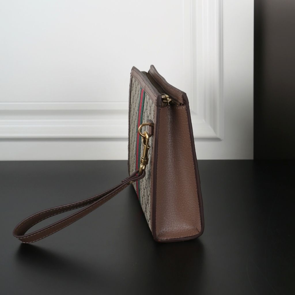 Gucci Ophidia Medium Pouch Beige And Ebony GG Supreme Canvas 26Cm 760243 96LWT 8745 - Image 5