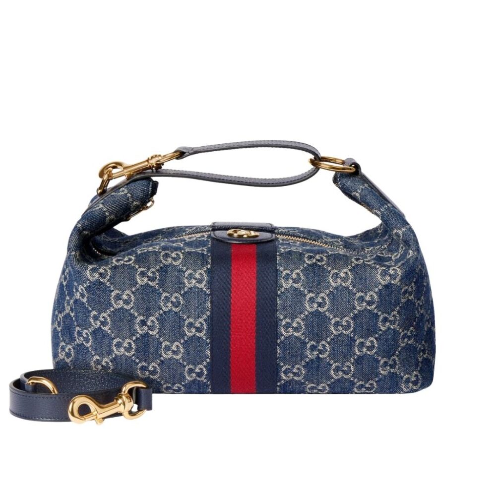 Gucci Vanity Medium Top Handle Bag Blue And White GG Denim 27.5Cm 857799 2ACFA 4444