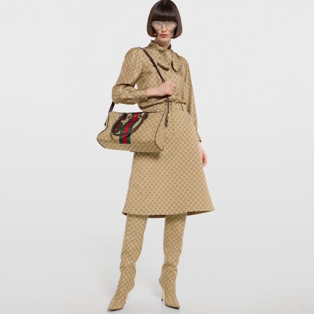 Gucci Borsetto Large Boston Bag Sand And Brown GG Canvas 38.5Cm 866734 FAFV9 9653 - Image 11