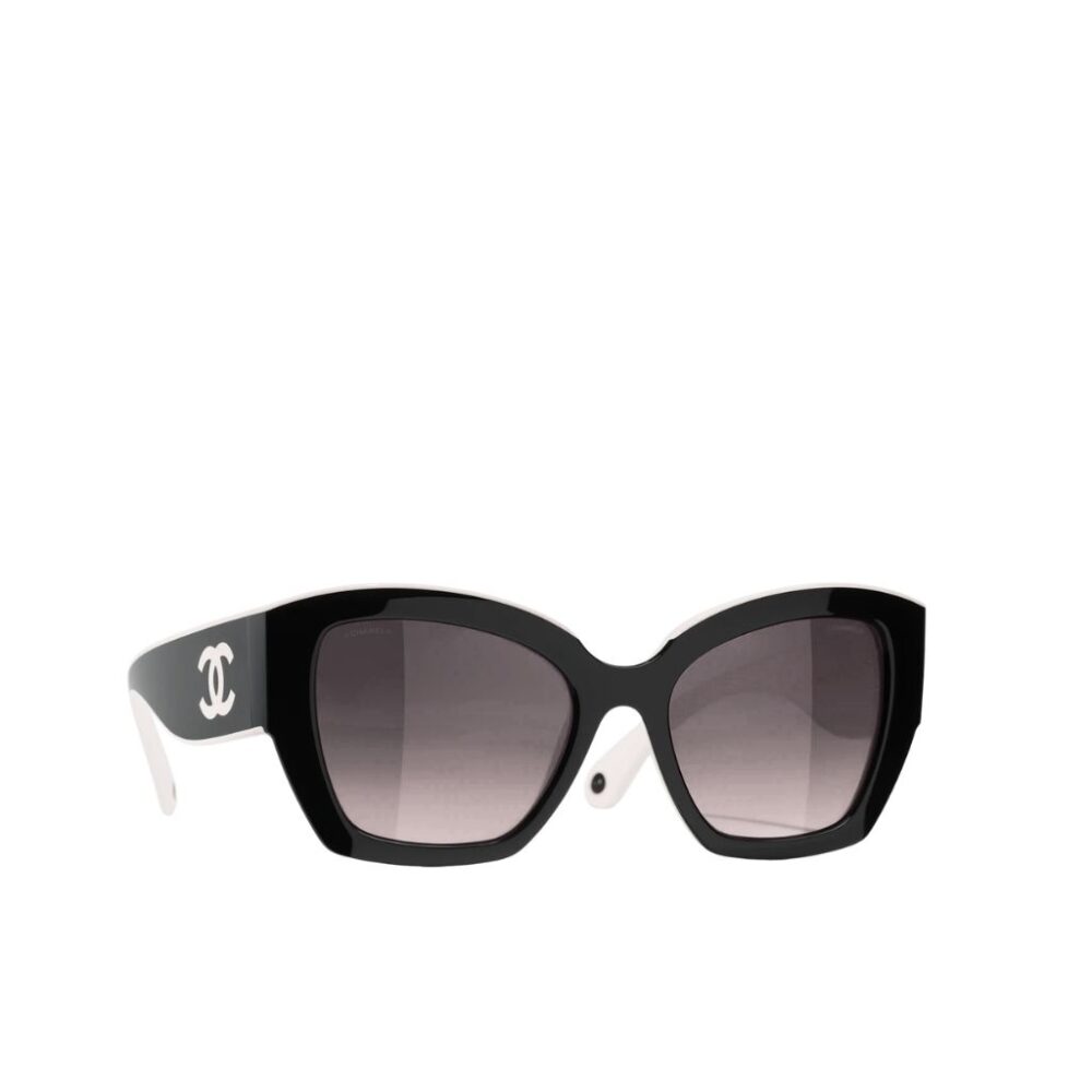Chanel Butterfly Sunglasses Nylon Fibre Black And White Black