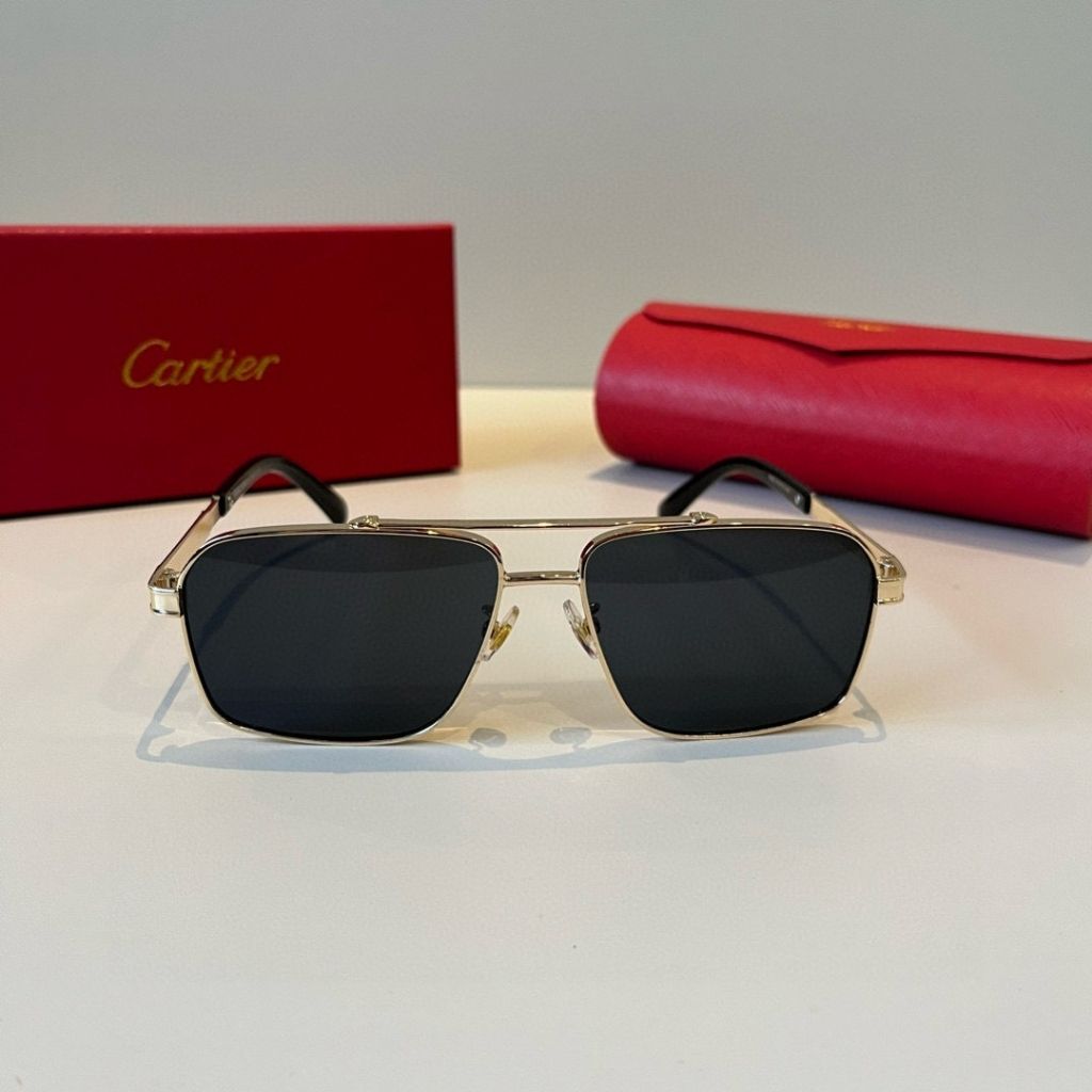 Catier Santos De Cartier Golden Black Sunglasses - Image 2