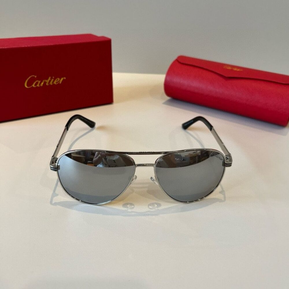 Alternative view of Catier Premiere De Cartier Pilot Unisex Silver Sunglasses