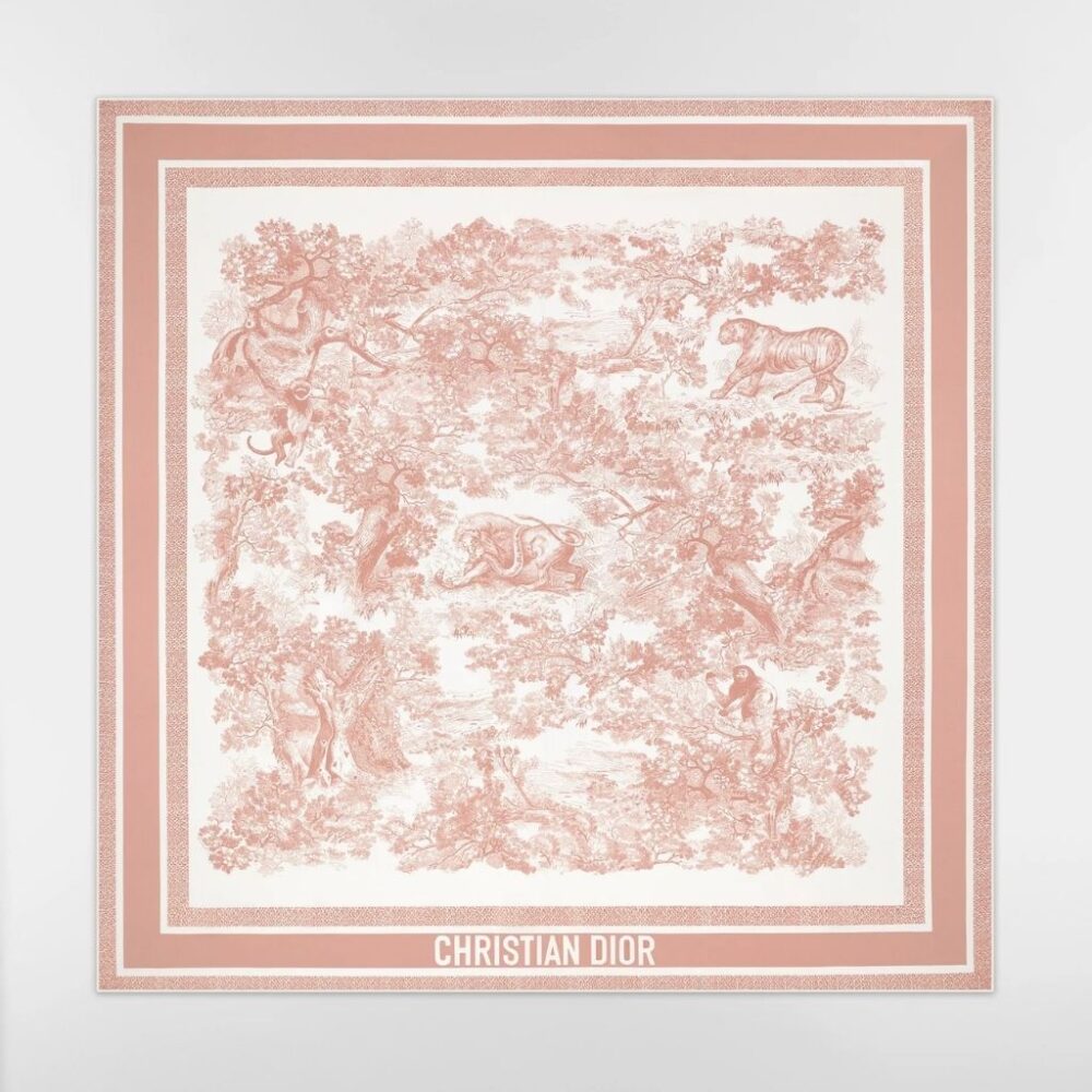 Christian Dior Toile De Jouy Sauvage 90 Square Scarf Pink Silk 90Cm 15JOU090I602_C420