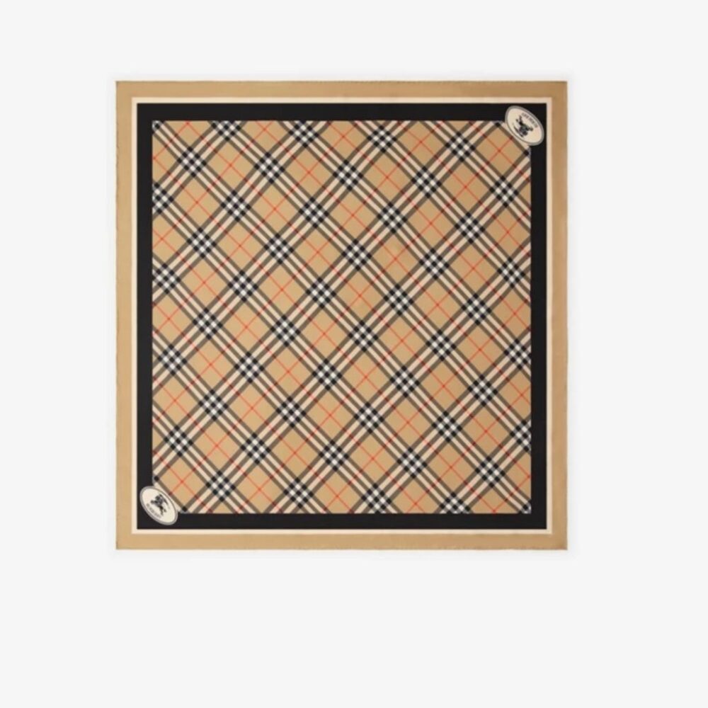 Burberry Check Silk Scarf Sand Beige 90Cm 81130481